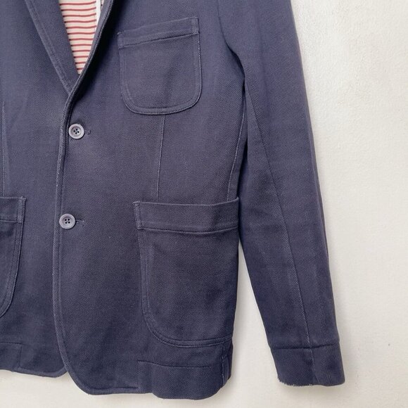 WINGS + HORNS Mens Small Navy Pique Cotton Utility Blazer - Picture 7 of 16